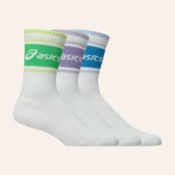 Asics 3 Pack Logo Crew Sock lluminate Green/Aegean Blue/Bluebell