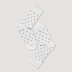 Bambus Sokker Offwhite M/Oliven Prikker