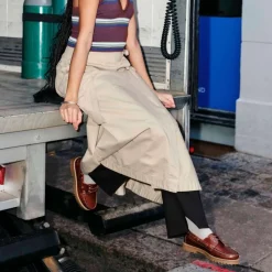 Bianco Biacapri Boat Shoe Pull Up Leather Brown W