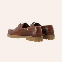 Bianco Biacapri Boat Shoe Pull Up Leather Brown W