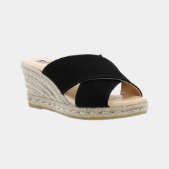 Bianco Biaibiza Wedge Cross Mule Suede Black W