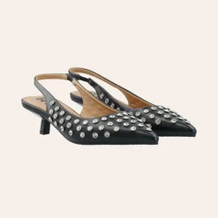 Bianco Biakristin Kitten Heel Slingback Rhinestone Black W