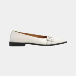 Bianco Biavictoria Bucklet Ballet Flat Off White W
