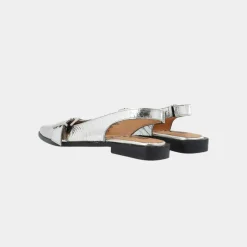 Bianco Biavictoria Single Buckle Slingback Silver W