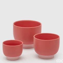 EDG Vaso Cachepot Bicolor Con Piede SR 3PZ H.14.5 D.18 C5