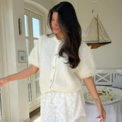 IdaIC Kortermet Cardigan Hvit