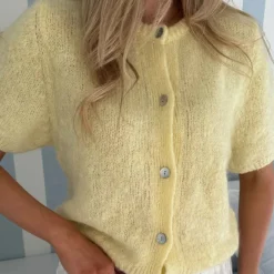 IdaIC Kortermet Cardigan Gul