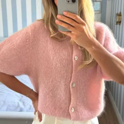 IdaIC Kortermet Cardigan Light Pink