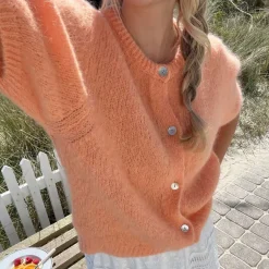 IdaIC Kortermet Cardigan Orange