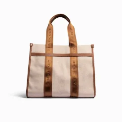 Jim Rickey Cali Tote Fabric Offwhite Cognac