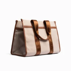Jim Rickey Cali Tote Fabric Offwhite Cognac