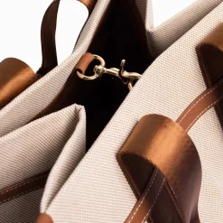 Jim Rickey Cali Tote Fabric Offwhite Cognac