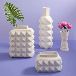 Jonathan Adler Charade Studded Taper Vase White