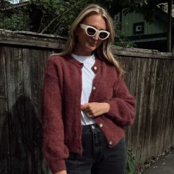 Noella Kae Knit Cardigan Rust