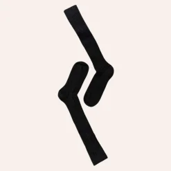 Note Wool Cable Knee High Black