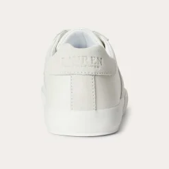 Ralph Lauren Braylee Leather and Suede Trainer Snow White / Bianco W