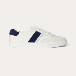 Ralph Lauren Braylee Leather and Suede Trainer Snow White / Navy W