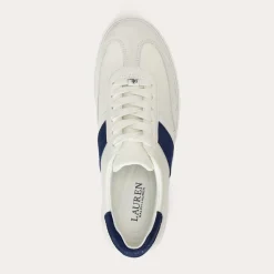 Ralph Lauren Braylee Leather and Suede Trainer Snow White / Navy W