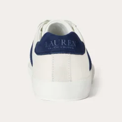 Ralph Lauren Braylee Leather and Suede Trainer Snow White / Navy W