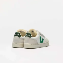 VEJA Small V-90 O.T. Leather Extra White Emraude B